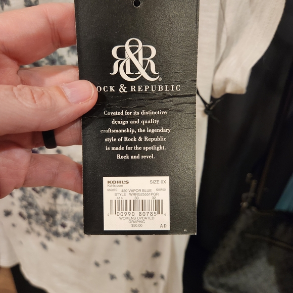 Rock & Republic Floral Skull Graphic Tee - White and Purple - Picture 3 of 3